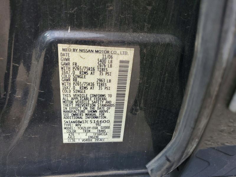 Aukcja sprzedaży 2007 Nissan Xterra, vin: 5N1AN08W17C516600, numer aukcji: 76474715
