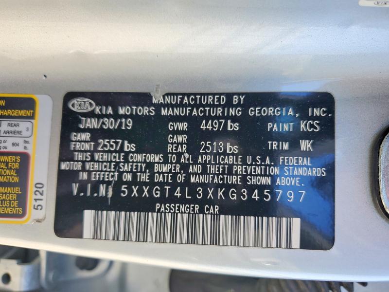 2019 Kia Optima მანქანა იყიდება აუქციონზე, vin: 5XXGT4L3XKG345797, აუქციონის ნომერი: 77751135