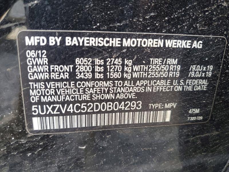 75905405 :رقم المزاد ، 5UXZV4C52D0B04293 vin ، 2013 Bmw X5 مزاد بيع