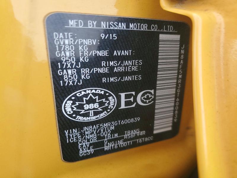 Aukcja sprzedaży 2016 Nissan Juke, vin: JN8AF5MR3GT600839, numer aukcji: 75304045