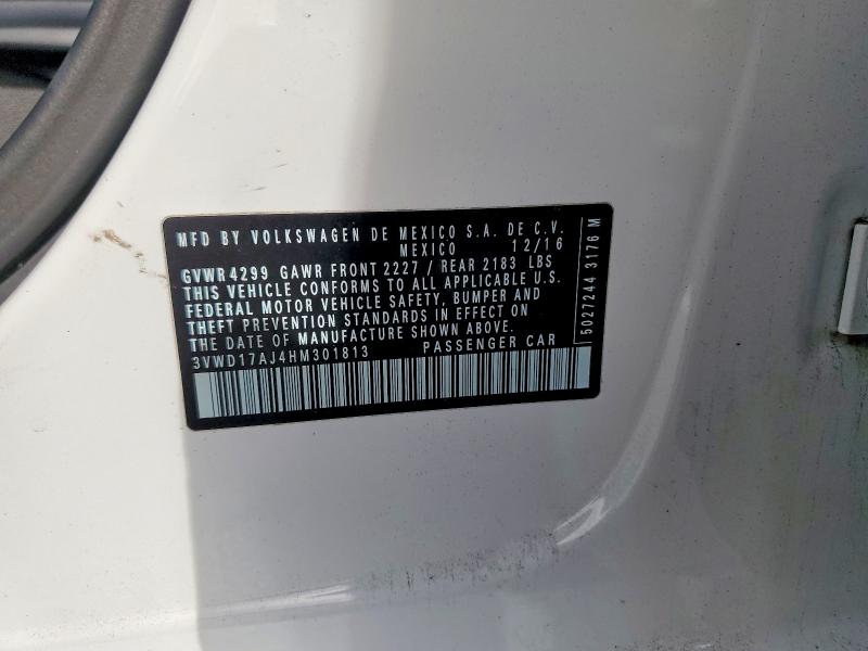 Aukcja sprzedaży 2017 Volkswagen Jetta, vin: 3VWD17AJ4HM301813, numer aukcji: 77401275
