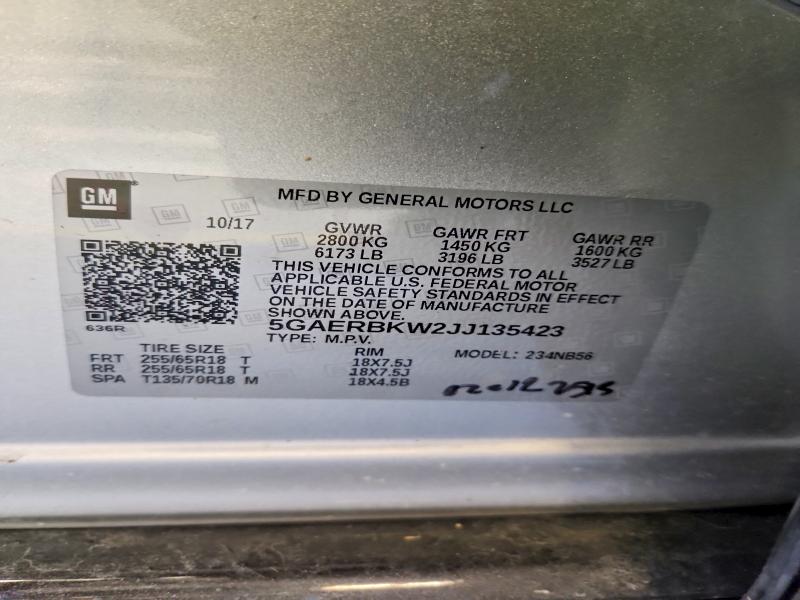 Продаж на аукціоні авто 2018 Buick Enclave, vin: 5GAERBKW2JJ135423, номер лоту: 78562765