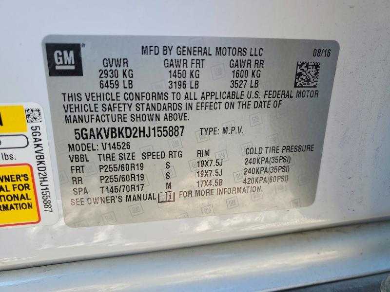 Продаж на аукціоні авто 2017 Buick Enclave, vin: 5GAKVBKD2HJ155887, номер лоту: 78041045