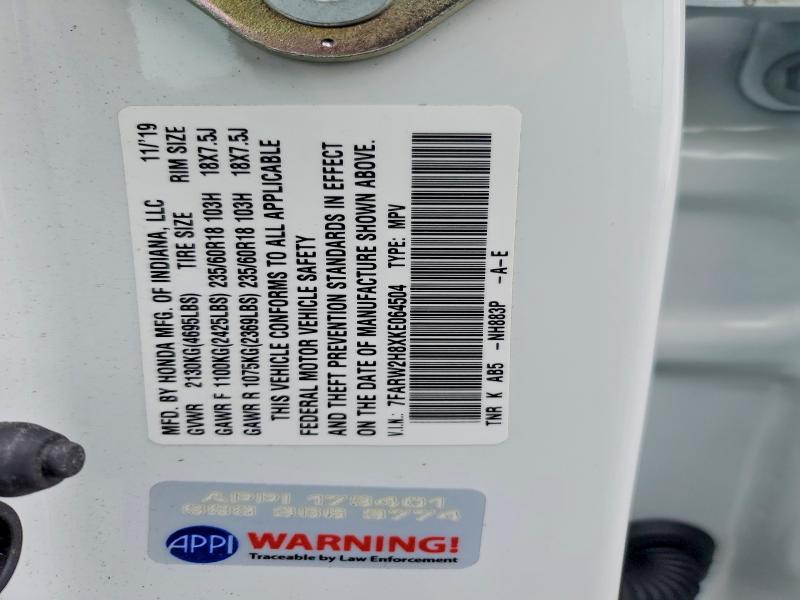 78615705 :رقم المزاد ، 7FARW2H8XKE064504 vin ، 2019 Honda Cr-v مزاد بيع