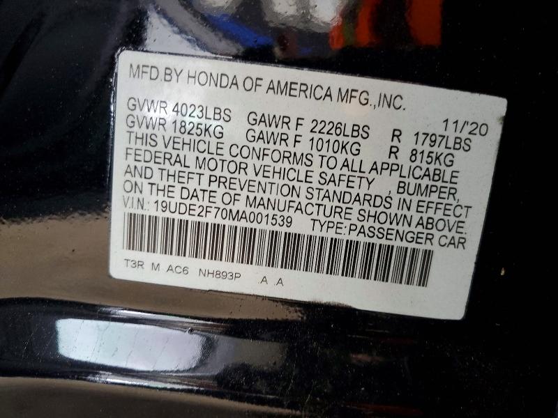 Aukcja sprzedaży 2021 Acura Ilx, vin: 19UDE2F70MA001539, numer aukcji: 78911605