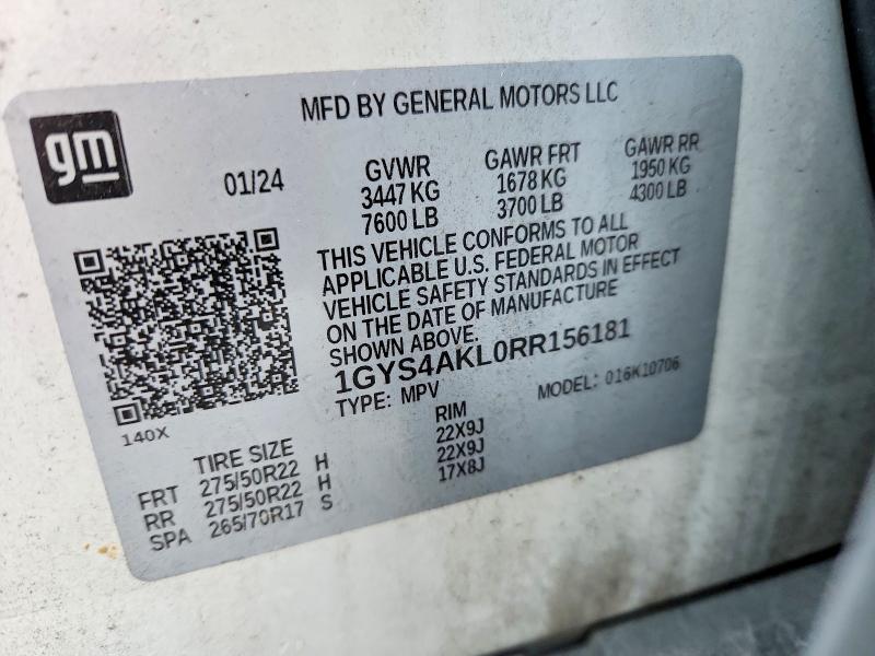 Aukcja sprzedaży 2024 Cadillac Escalade, vin: 1GYS4AKL0RR156181, numer aukcji: 78885685