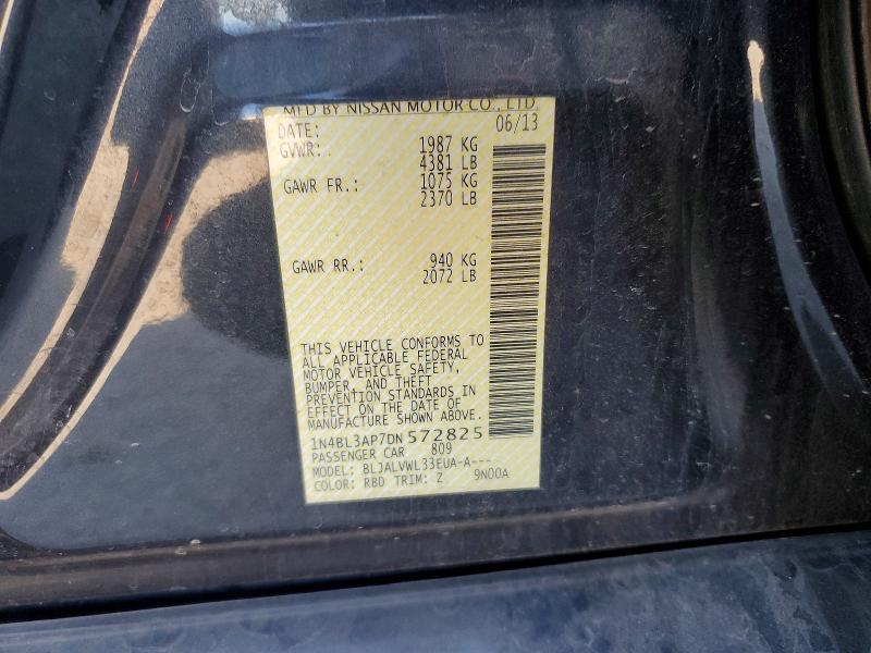 Продаж на аукціоні авто 2013 Nissan Altima, vin: 1N4BL3AP7DN572825, номер лоту: 78657275