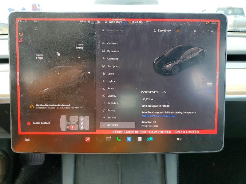 Продаж на аукціоні авто 2022 Tesla Model 3, vin: 5YJ3E1EAXNF191330, номер лоту: 78730155