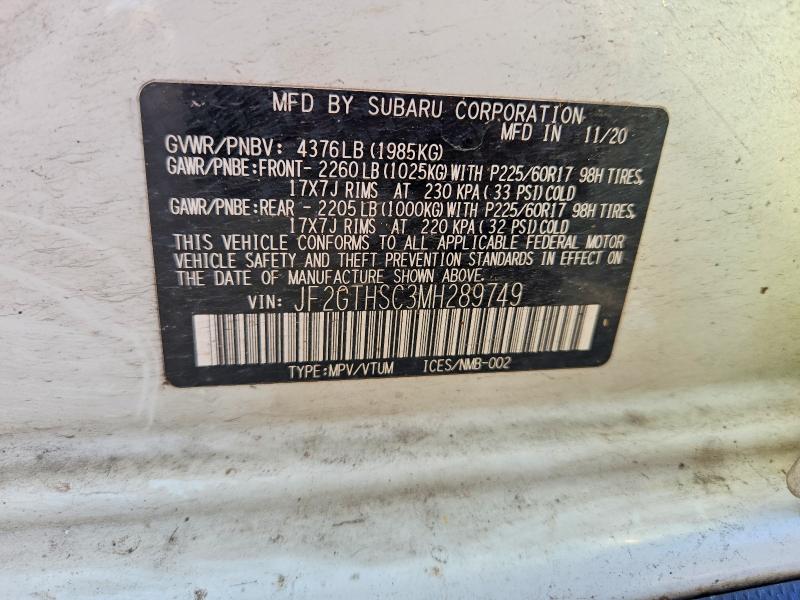 Продажа на аукционе авто 2021 Subaru Crosstrek, vin: JF2GTHSC3MH289749, номер лота: 76289775