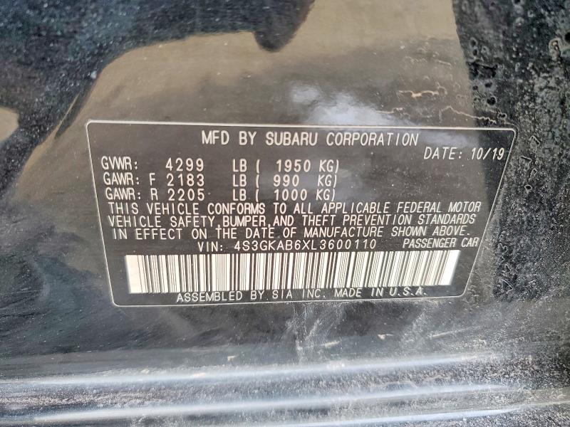 Aukcja sprzedaży 2020 Subaru Impreza, vin: 4S3GKAB6XL3600110, numer aukcji: 76650435