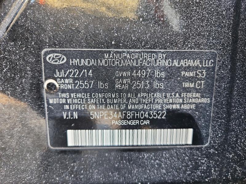 78797595 :رقم المزاد ، 5NPE34AF8FH043522 vin ، 2015 Hyundai Sonata مزاد بيع