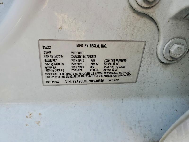 Продажа на аукционе авто 2022 Tesla Model Y, vin: 7SAYGDEF7NF440666, номер лота: 79272145