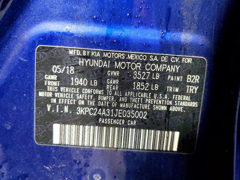 Продаж на аукціоні авто 2018 Hyundai Accent, vin: 3KPC24A31JE035002, номер лоту: 75706395