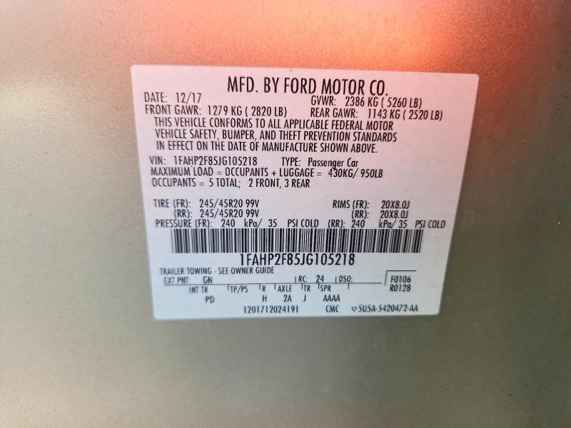 Продажа на аукционе авто 2018 Ford Taurus, vin: 1FAHP2F85JG105218, номер лота: 78191855