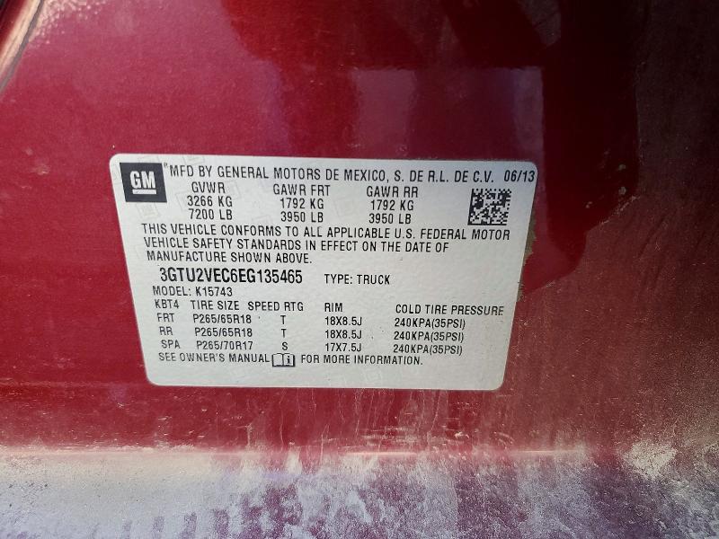 76767485 :رقم المزاد ، 3GTU2VEC6EG135465 vin ، 2014 Gmc Sierra مزاد بيع
