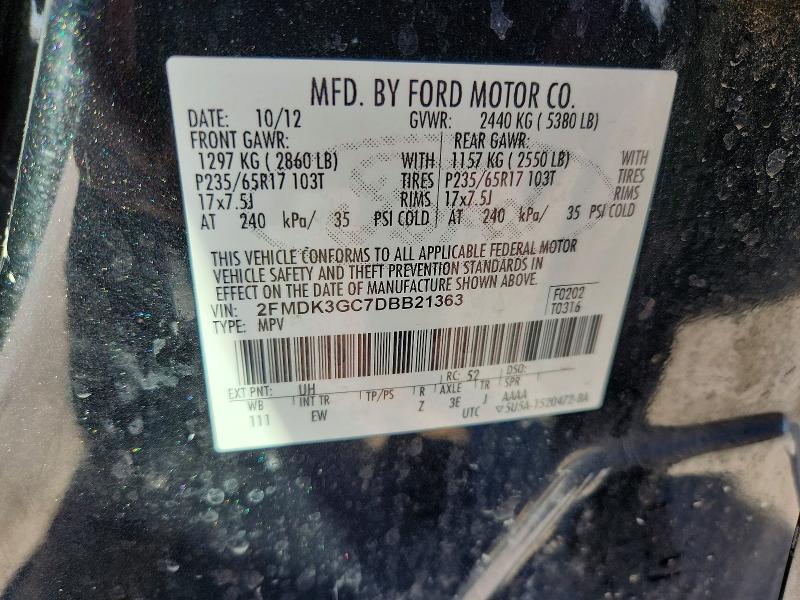 Продажа на аукционе авто 2013 Ford Edge, vin: 2FMDK3GC7DBB21363, номер лота: 79469775