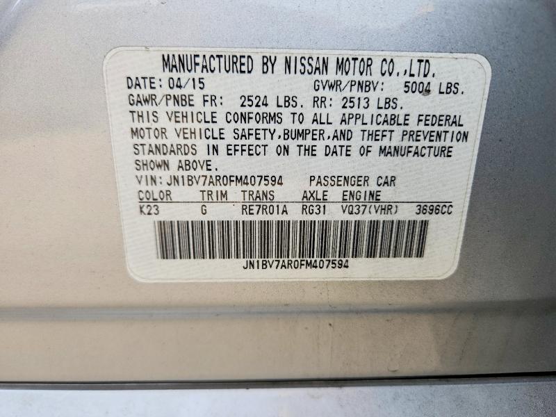Продажа на аукционе авто 2015 Infiniti Q50, vin: JN1BV7AR0FM407594, номер лота: 78764445