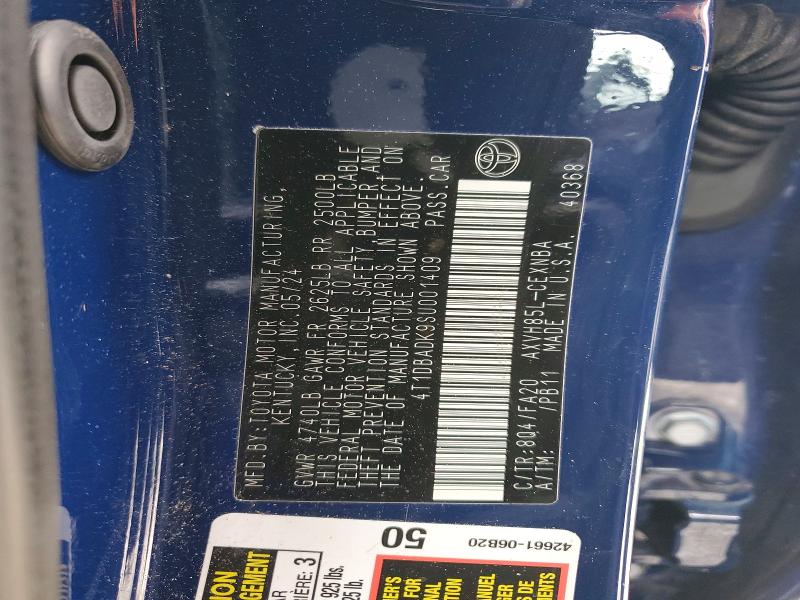 Aukcja sprzedaży 2025 Toyota Camry, vin: 4T1DBADK9SU001409, numer aukcji: 75617405