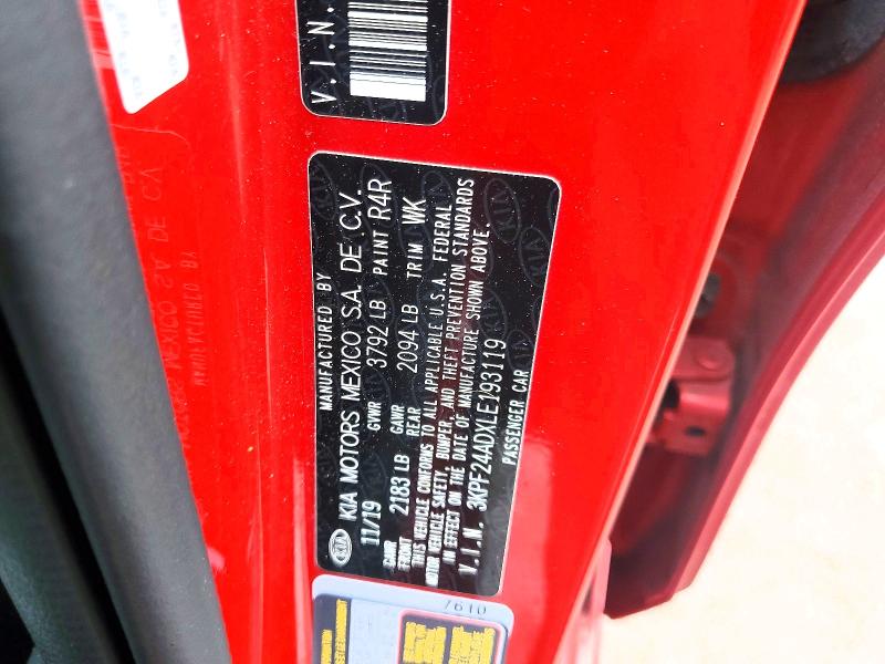 77150975 :رقم المزاد ، 3KPF24ADXLE193119 vin ، 2020 Kia Forte مزاد بيع