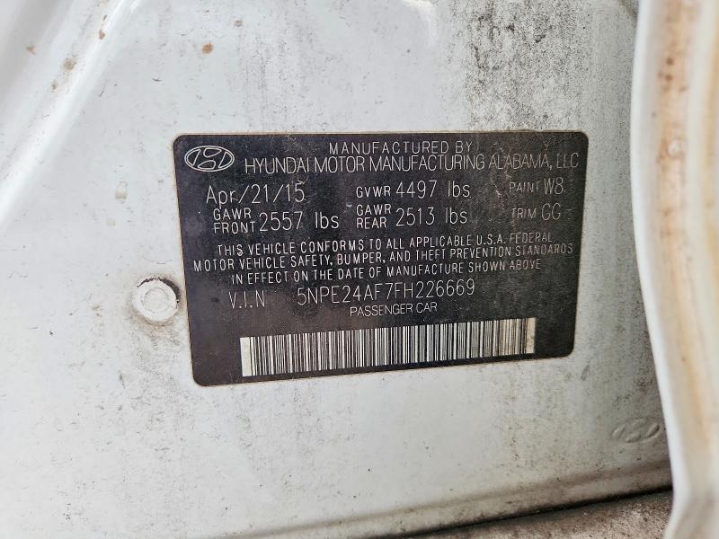 2015 Hyundai Sonata მანქანა იყიდება აუქციონზე, vin: 5NPE24AF7FH226669, აუქციონის ნომერი: 75750835
