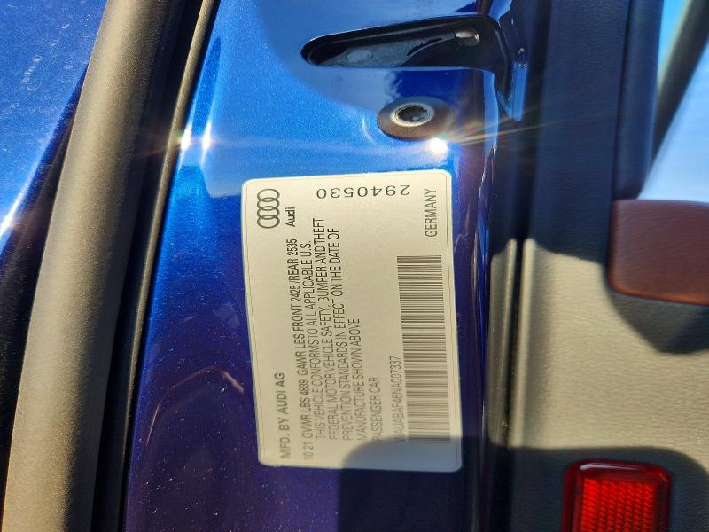 Продаж на аукціоні авто 2022 Audi A4, vin: WAUABAF46NA007337, номер лоту: 77333415