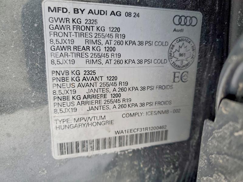 77525985 :رقم المزاد ، WA1EECF31R1200462 vin ، 2024 Audi Q3 مزاد بيع
