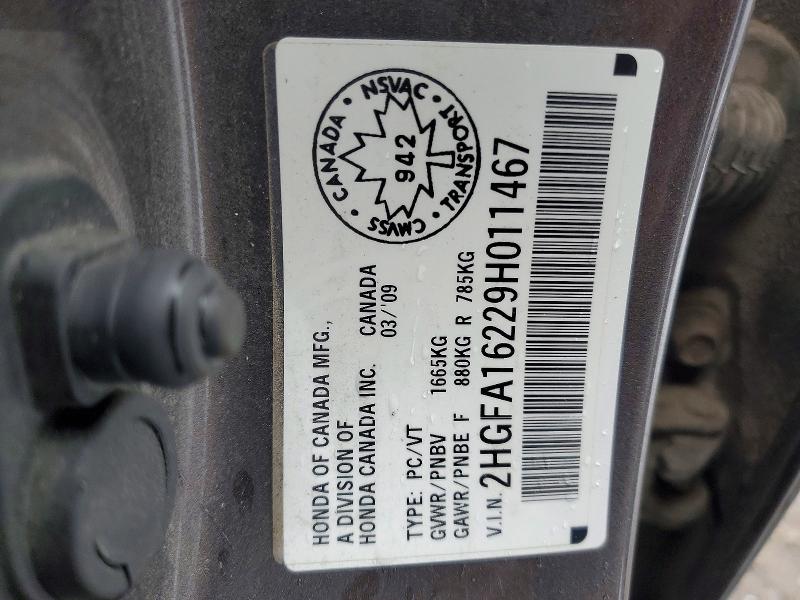 77699545 :رقم المزاد ، 2HGFA16229H011467 vin ، 2009 Honda Civic مزاد بيع