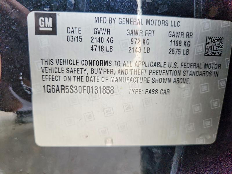 2015 Cadillac Cts მანქანა იყიდება აუქციონზე, vin: 1G6AR5S30F0131858, აუქციონის ნომერი: 78690415