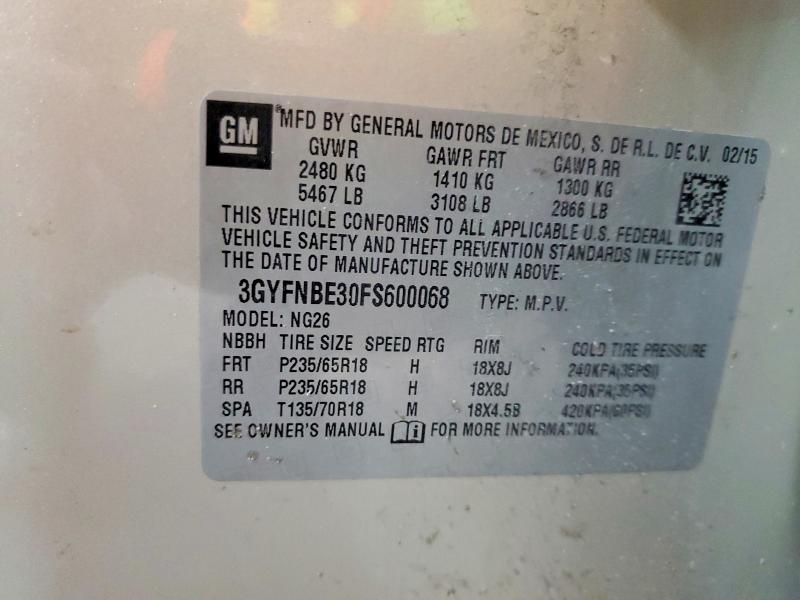 76621235 :رقم المزاد ، 3GYFNBE30FS600068 vin ، 2015 Cadillac Srx مزاد بيع