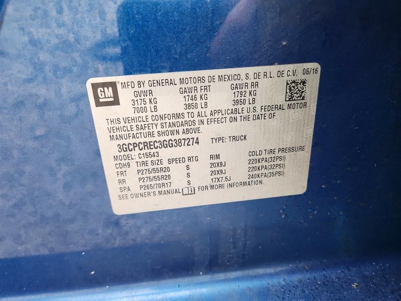 Продажа на аукционе авто 2016 Chevrolet Silverado, vin: 3GCPCREC3GG387274, номер лота: 77962285