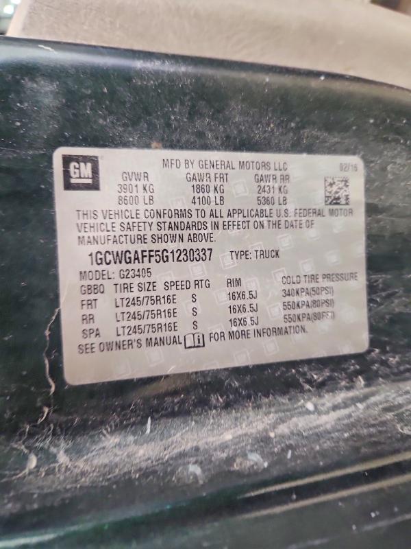Продажа на аукционе авто 2016 Chevrolet Express G2500, vin: 1GCWGAFF5G1230337, номер лота: 78636455