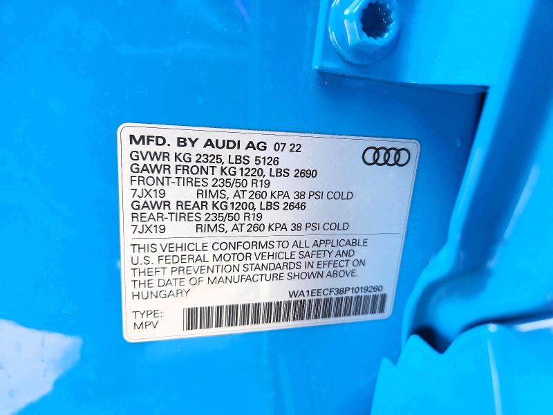 77964635 :رقم المزاد ، WA1EECF38P1019260 vin ، 2023 Audi Q3 مزاد بيع