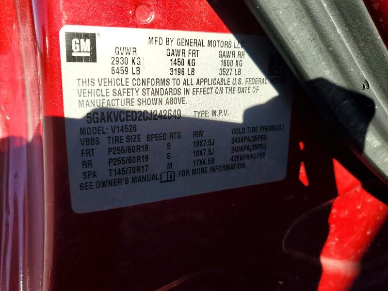 Aukcja sprzedaży 2012 Buick Enclave, vin: 5GAKVCED2CJ242649, numer aukcji: 78480085