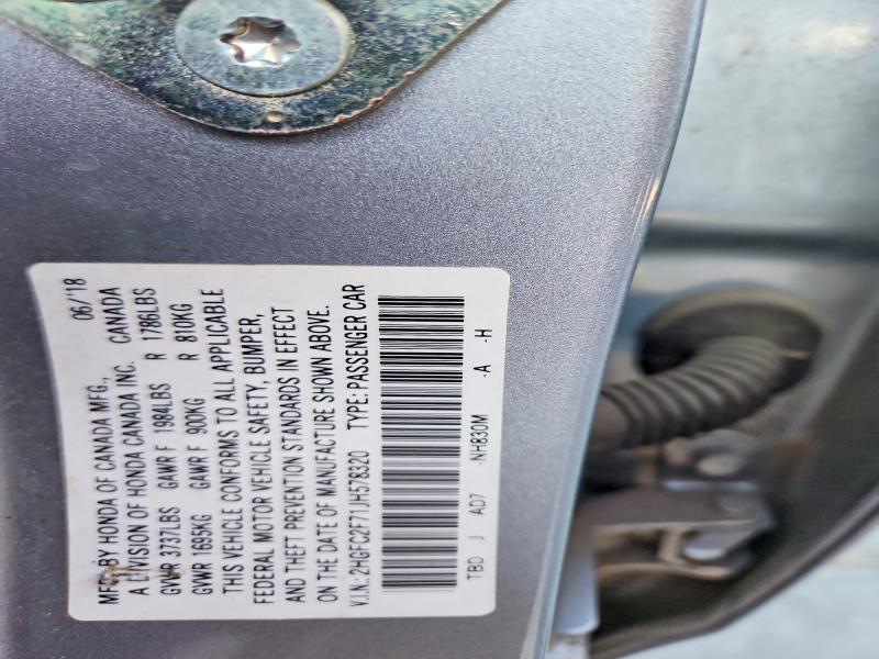 2018 Honda Civic მანქანა იყიდება აუქციონზე, vin: 2HGFC2F71JH578320, აუქციონის ნომერი: 76652805