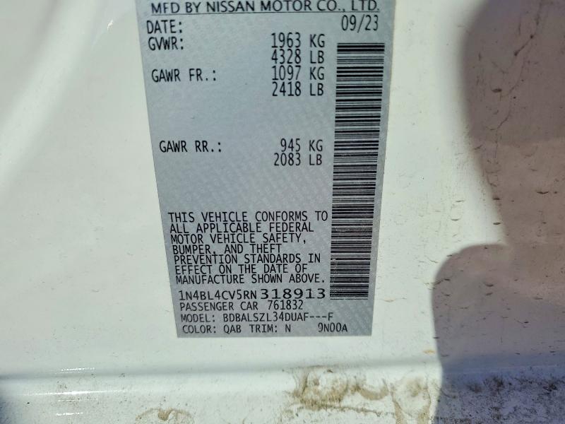 2024 Nissan Altima მანქანა იყიდება აუქციონზე, vin: 1N4BL4CV5RN318913, აუქციონის ნომერი: 77183875
