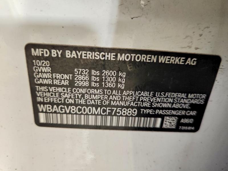 Продажа на аукционе авто 2021 Bmw M850xi, vin: WBAGV8C00MCF75889, номер лота: 78975655