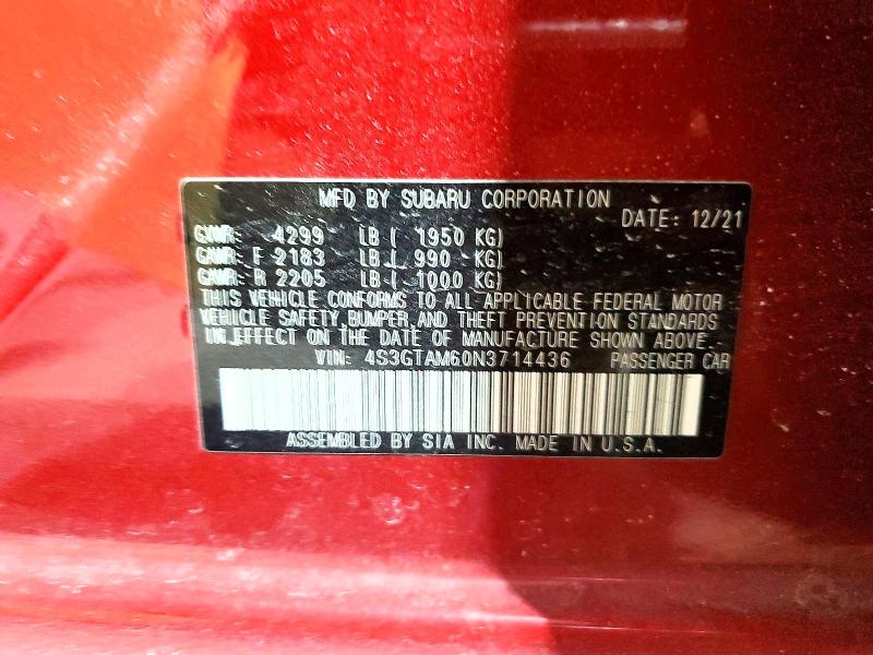 Продаж на аукціоні авто 2022 Subaru Impreza, vin: 4S3GTAM60N3714436, номер лоту: 76603385