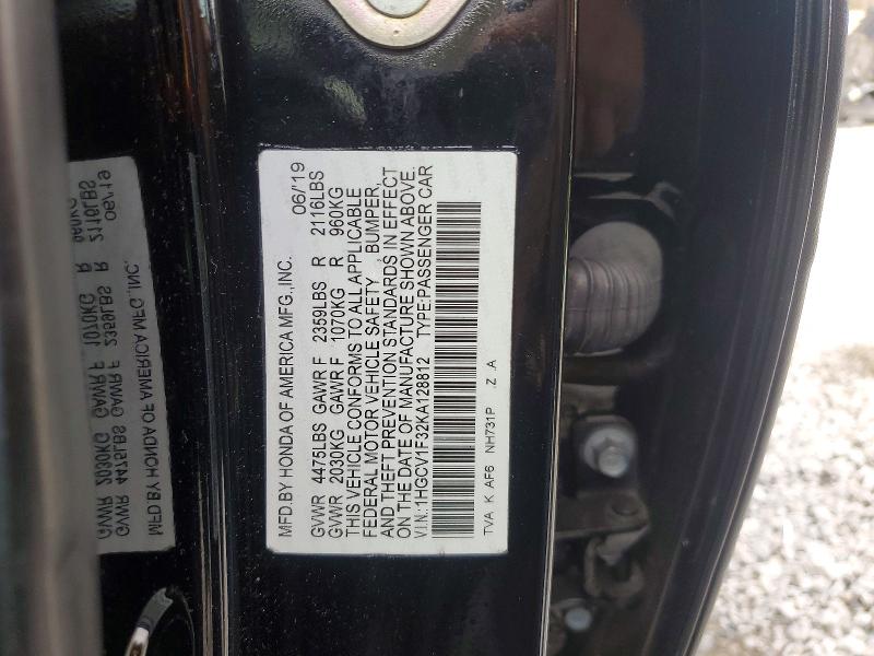 Продаж на аукціоні авто 2019 Honda Accord, vin: 1HGCV1F32KA128812, номер лоту: 78218565