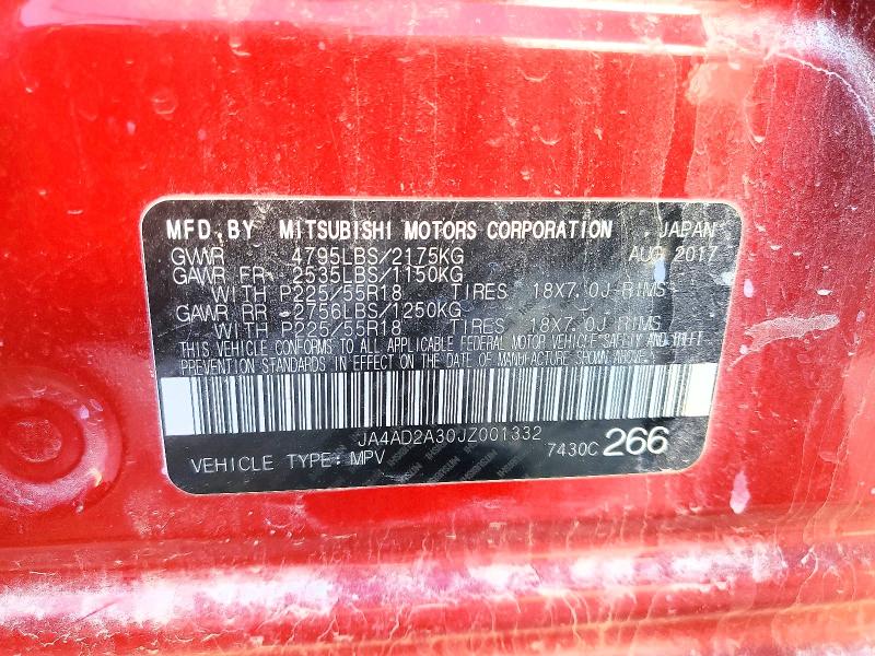 Продаж на аукціоні авто 2018 Mitsubishi Outlander, vin: JA4AD2A30JZ001332, номер лоту: 78250075