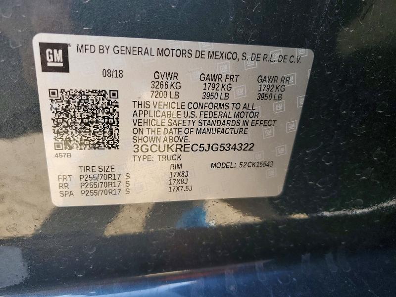 Продажа на аукционе авто 2018 Chevrolet Silverado, vin: 3GCUKREC5JG534322, номер лота: 75950485