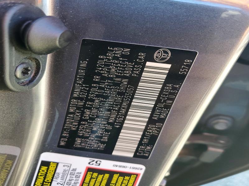 Продажа на аукционе авто 2021 Toyota Camry, vin: 4T1G31AKXMU555057, номер лота: 77849835