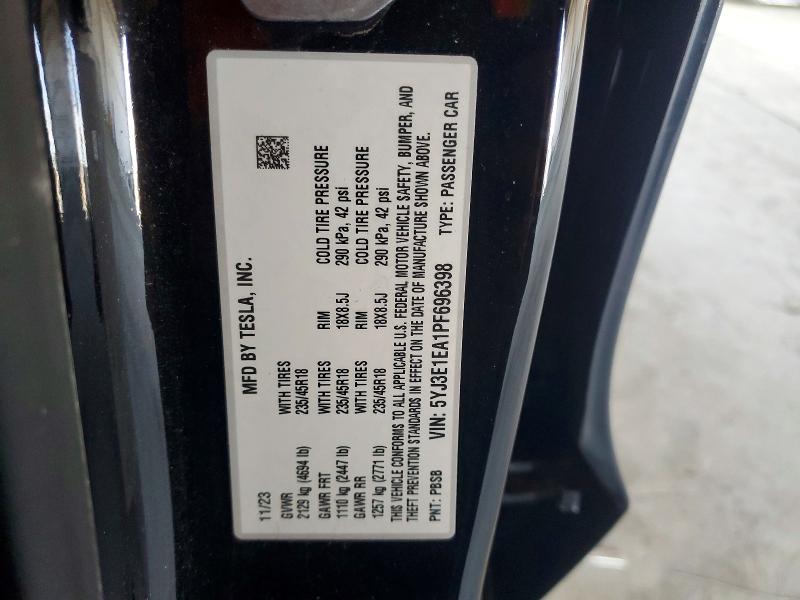 Aukcja sprzedaży 2023 Tesla Model 3, vin: 5YJ3E1EA1PF696398, numer aukcji: 79114555