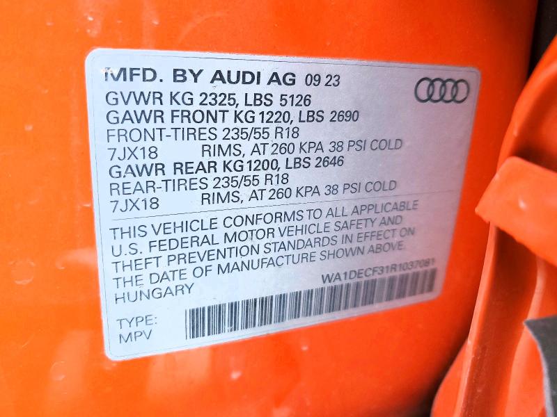 Продажа на аукционе авто 2024 Audi Q3, vin: WA1DECF31R1037081, номер лота: 77523085