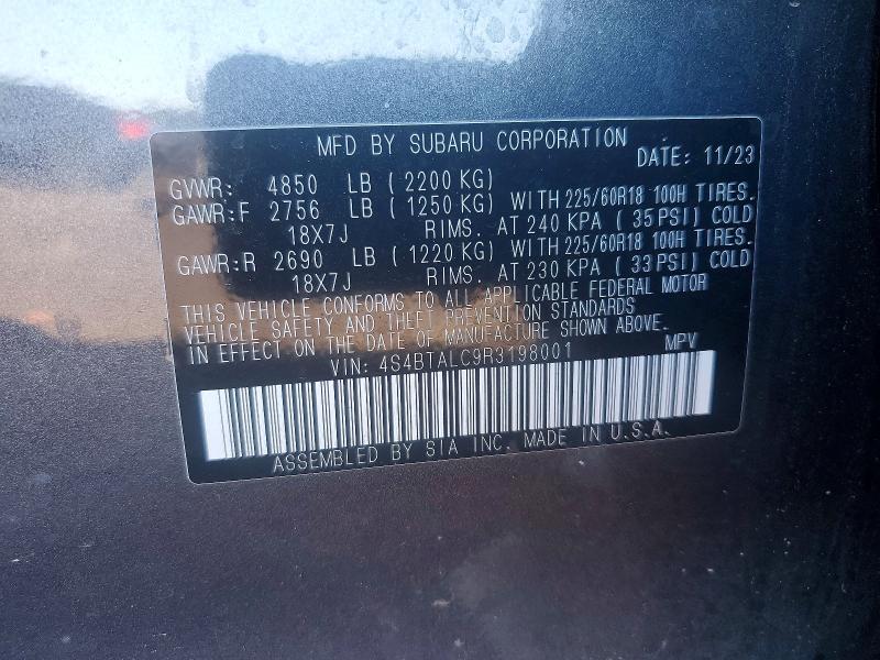 77224025 :رقم المزاد ، 4S4BTALC9R3198001 vin ، 2024 Subaru Outback مزاد بيع