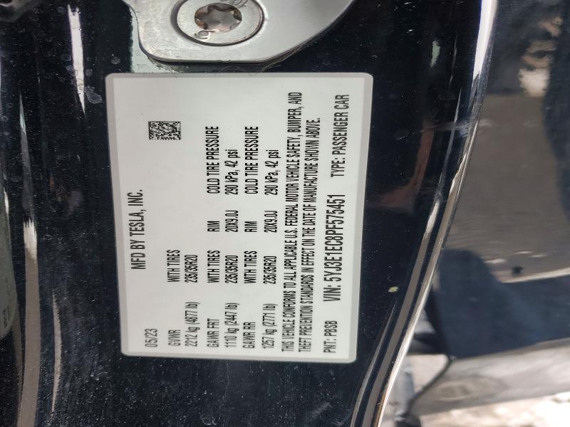Продажа на аукционе авто 2023 Tesla Model 3, vin: 5YJ3E1EC8PF575451, номер лота: 78326815