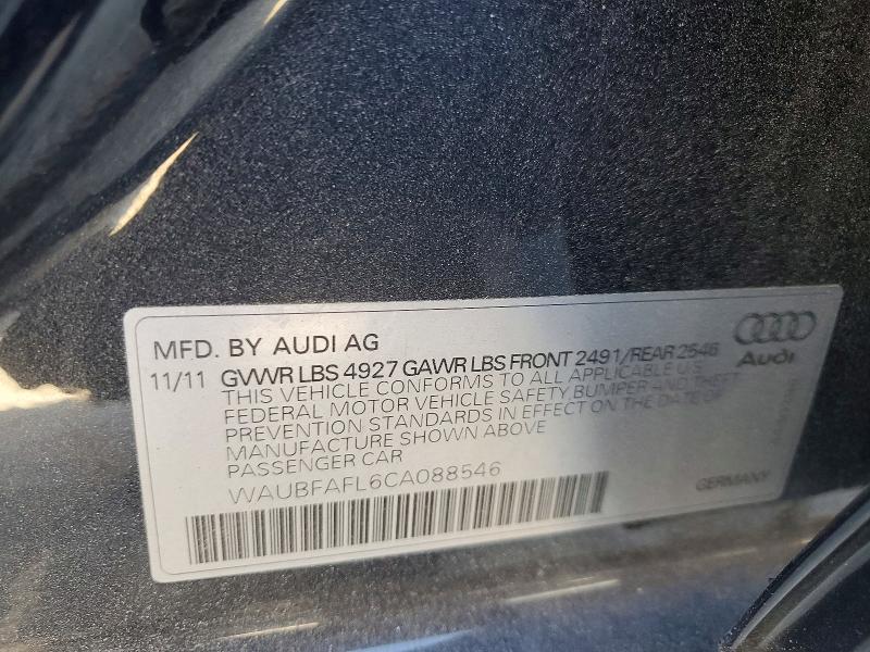 Продаж на аукціоні авто 2012 Audi A4, vin: WAUBFAFL6CA088546, номер лоту: 76762555