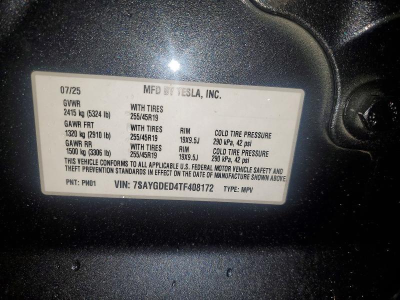 77208955 :رقم المزاد ، 7SAYGDED4TF408172 vin ، 2026 Tesla Model Y مزاد بيع