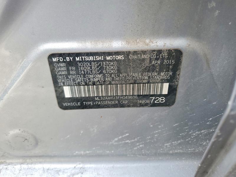 Продаж на аукціоні авто 2015 Mitsubishi Mirage, vin: ML32A4HJ3FH049636, номер лоту: 75089225