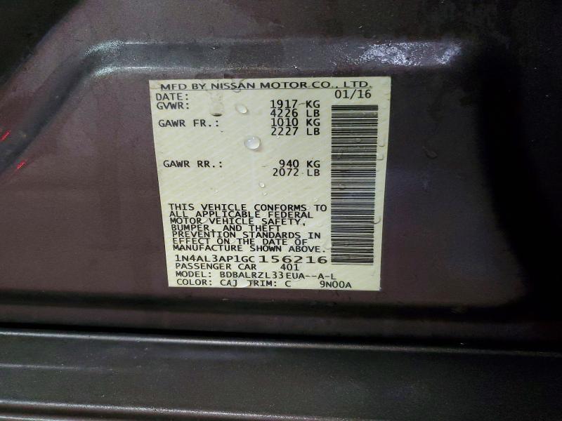 Aukcja sprzedaży 2016 Nissan Altima, vin: 1N4AL3AP1GC156216, numer aukcji: 78161945