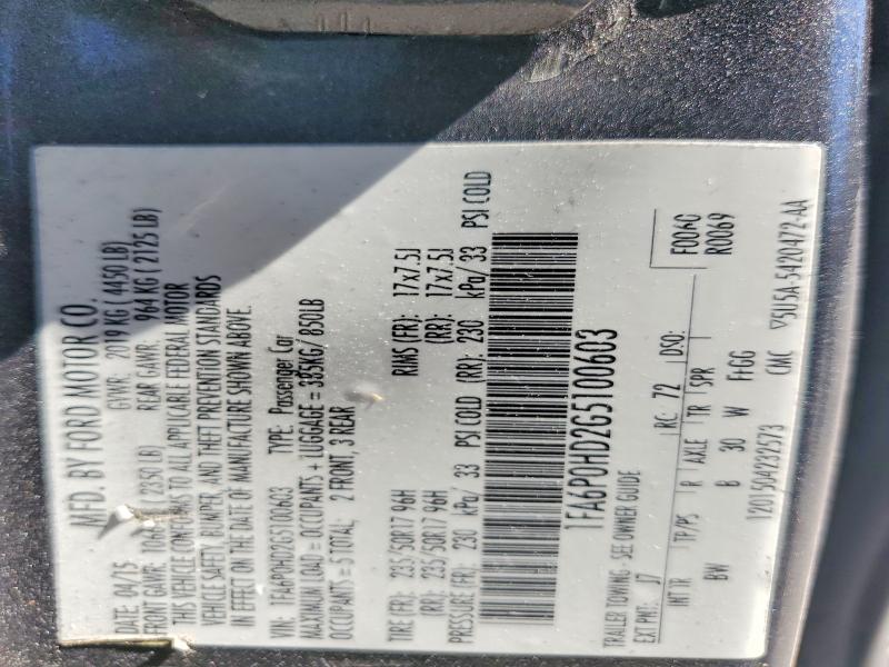 Auction sale of the 2016 Ford Fusion, vin: 1FA6P0HD2G5100603, lot number: 78810455